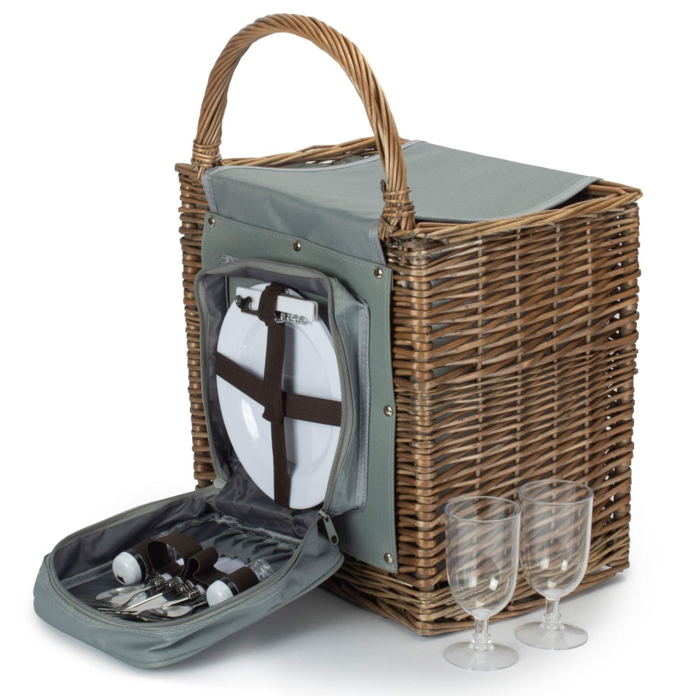 Panier de Pique-Nique Isotherme en Osier – Set Complet pour 2 Personnes-0