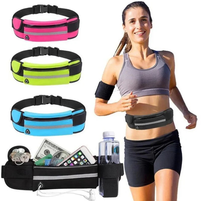 Running Waist bag Men Women Marathon Cycling Multi-functional bags With Water Bottle Waterproof Phone bag unisex Waist Belt pack-0