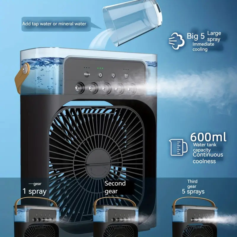 Rafraîchisseur d'Air Portable USB – Ventilateur avec Brumisation & 3 Vitesses-3