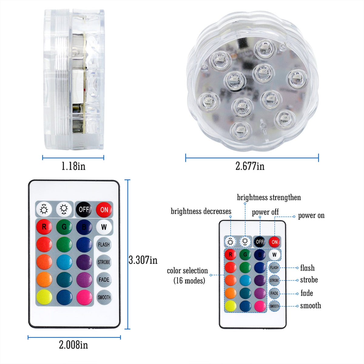 Lampe LED submersible à piles
