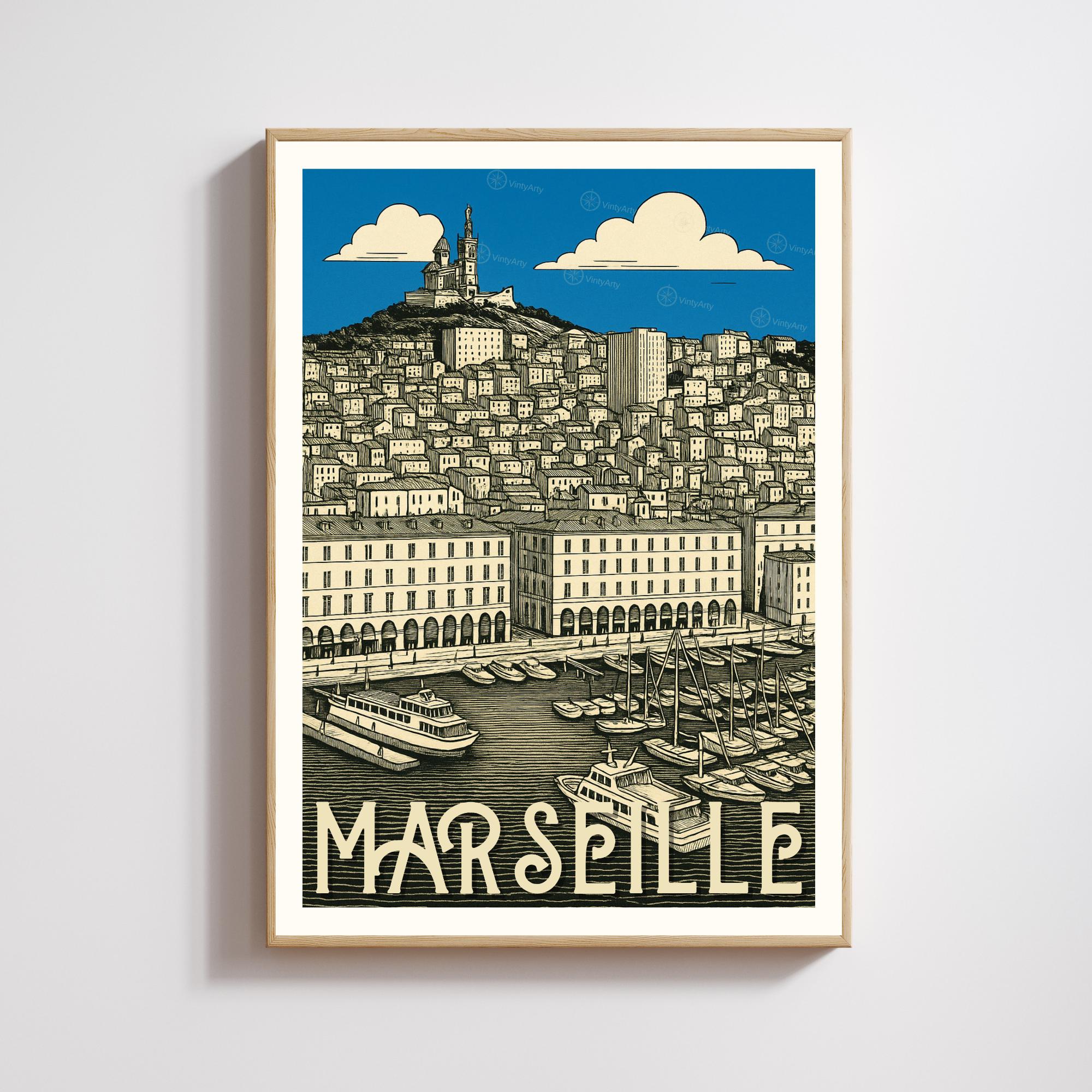 Affiche Marseille – Le Vieux-Port | Impression Artistique Premium-0
