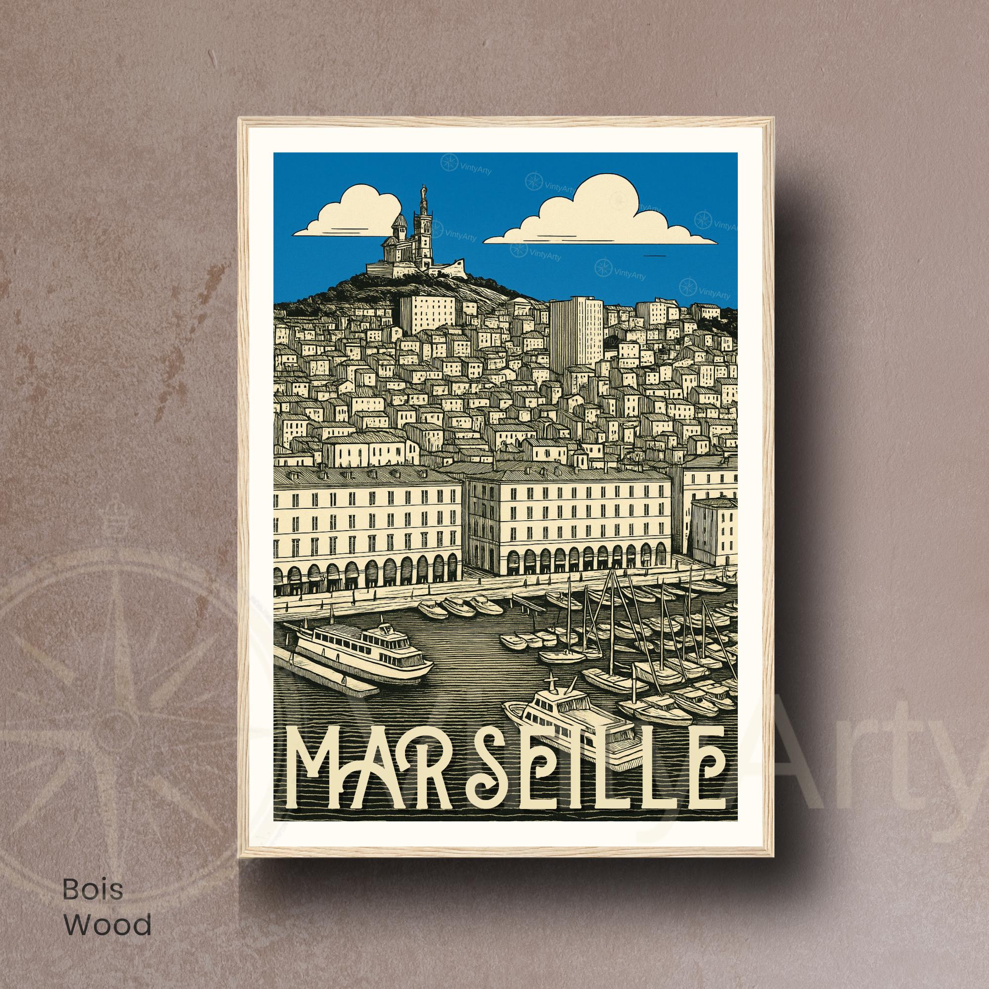 Affiche Marseille – Le Vieux-Port | Impression Artistique Premium-2